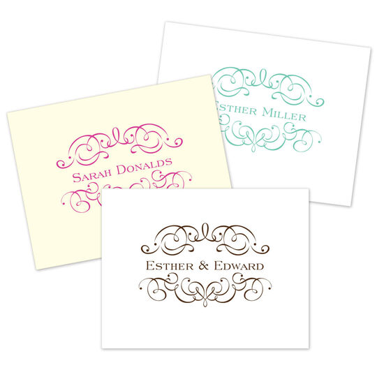 Ornate Scroll Folded Note Cards